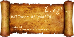 Böhmer Árpád névjegykártya
