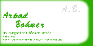 arpad bohmer business card