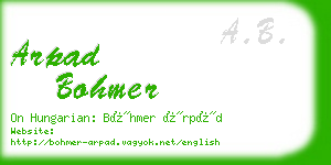 arpad bohmer business card